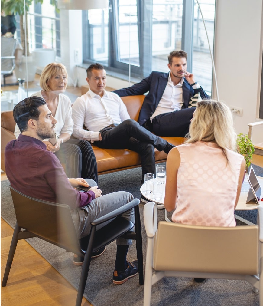 Working Group Portrait of Businesspeople in Office Lobby